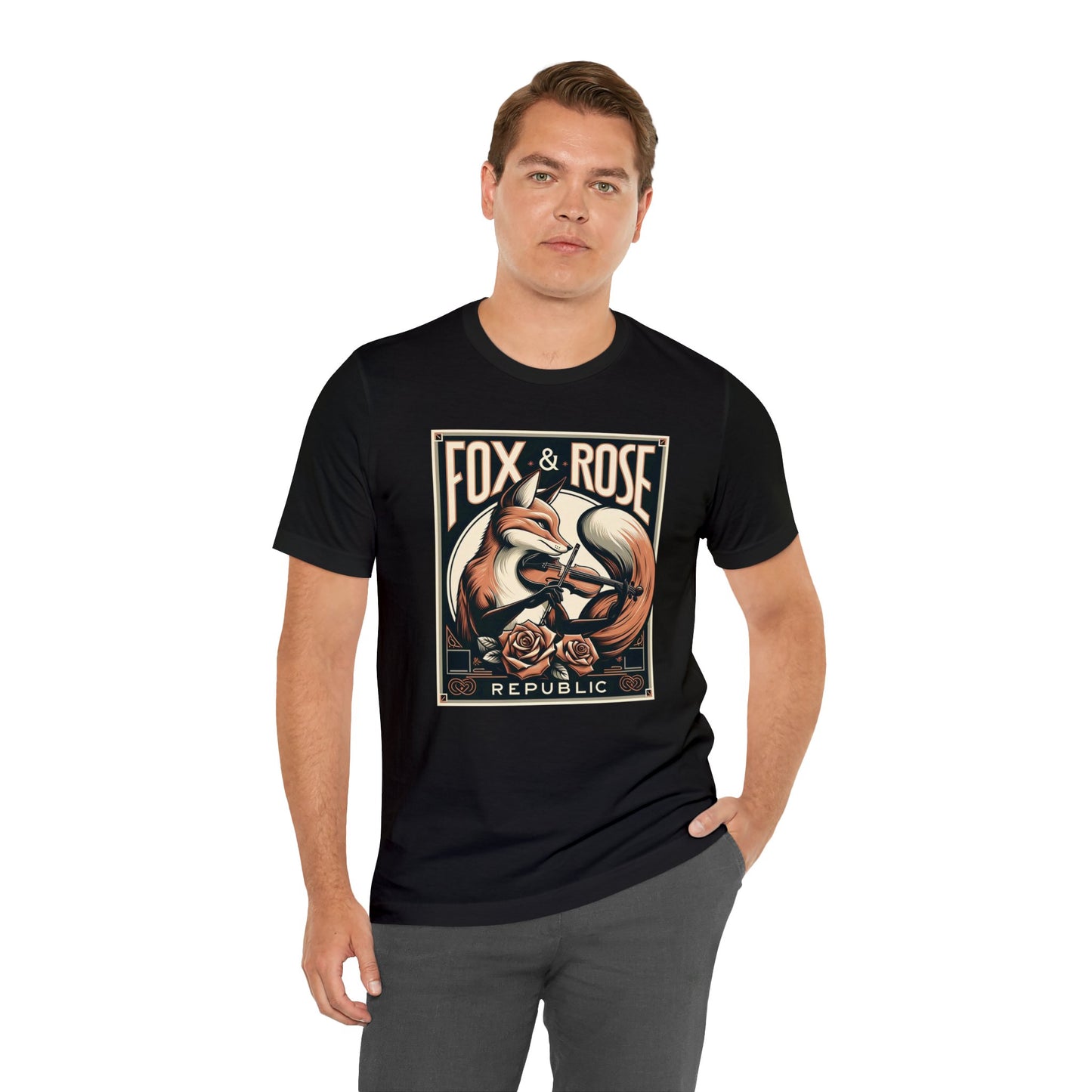 Fox & Rose Republic Violin Concerto Fox Unisex Jersey Short Sleeve Tee