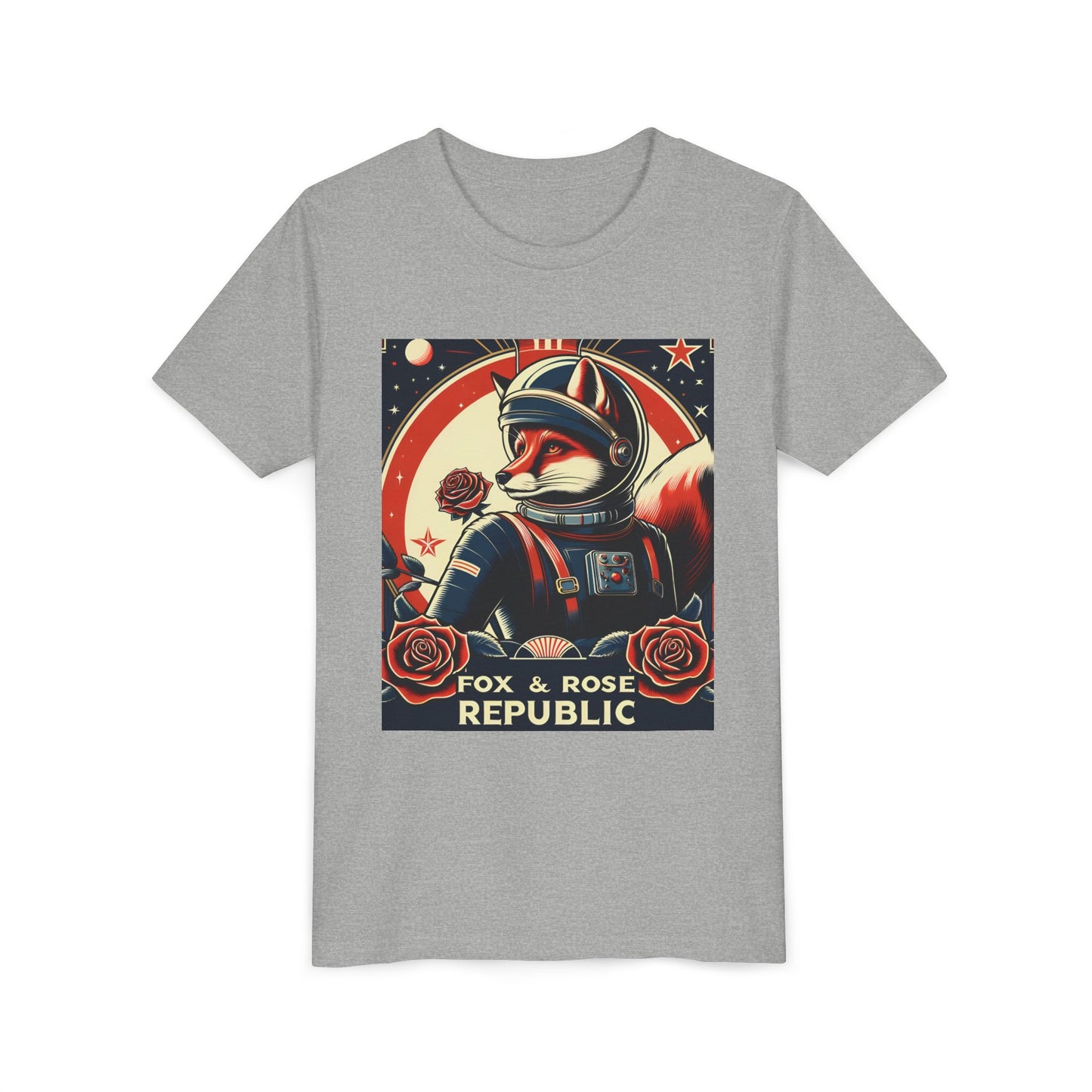 Astro-Retro Fox & Rose Graphic Youth Tee - Space Adventure Shirt
