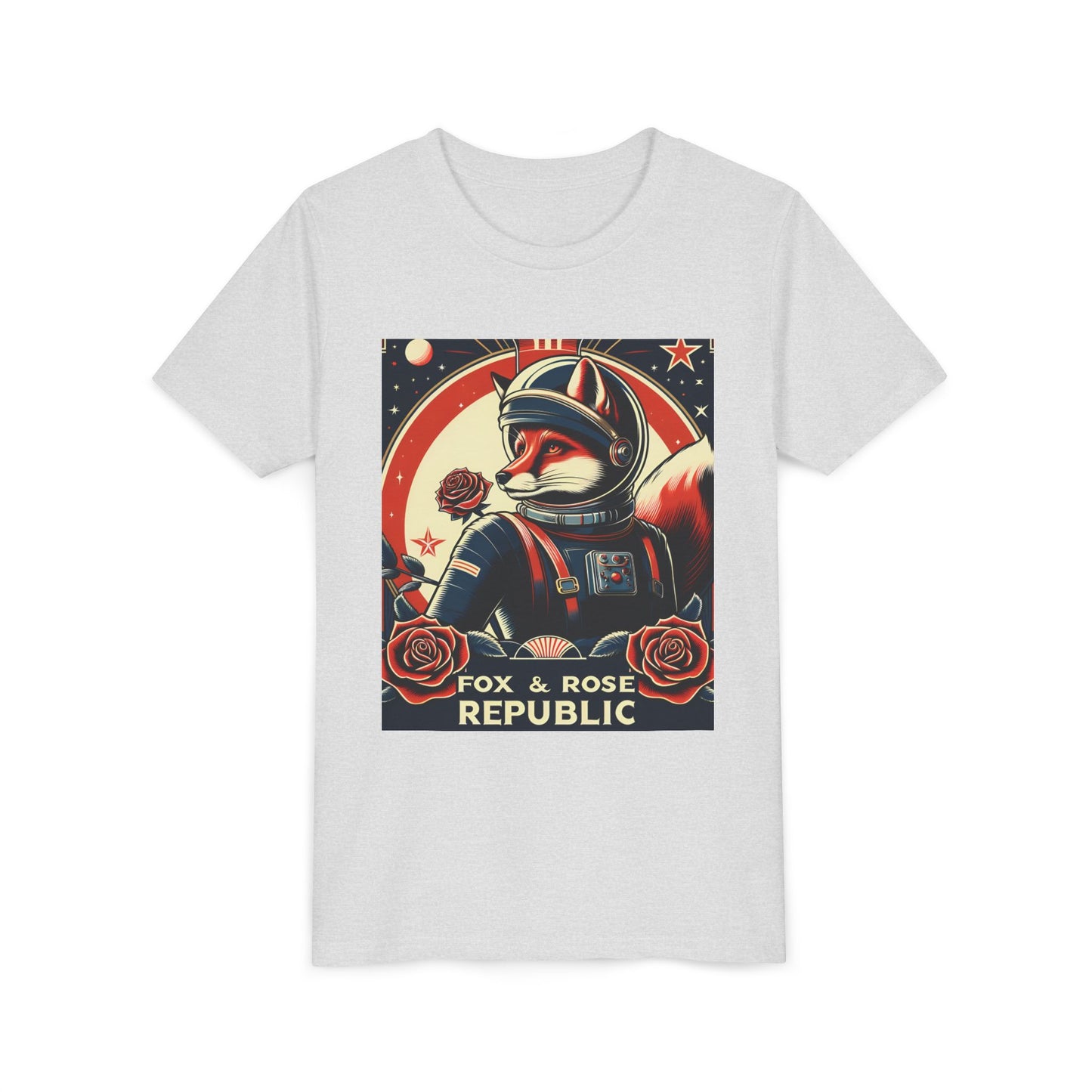 Astro-Retro Fox & Rose Graphic Youth Tee - Space Adventure Shirt