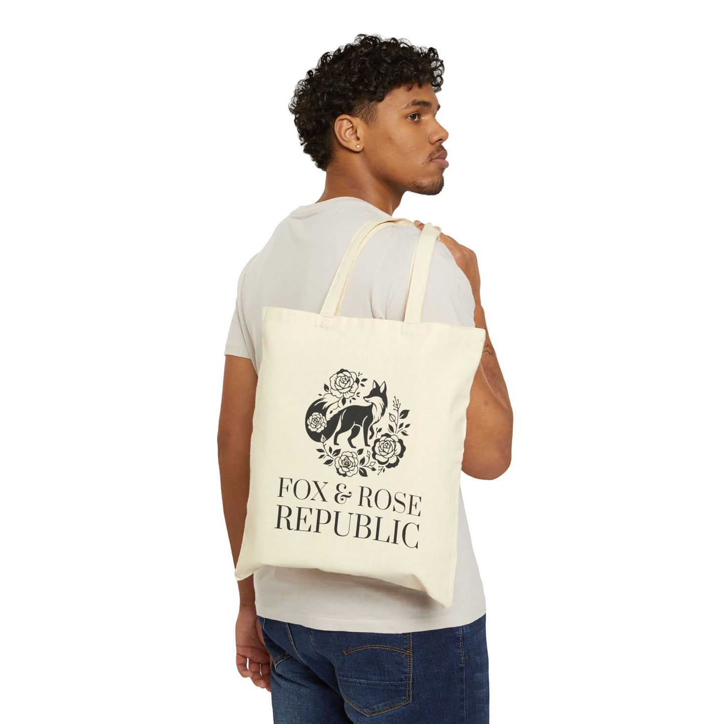 Fox & Rose Republic Cotton Canvas Tote Bag - Eco-Friendly Shopping Tote for Nature Lovers