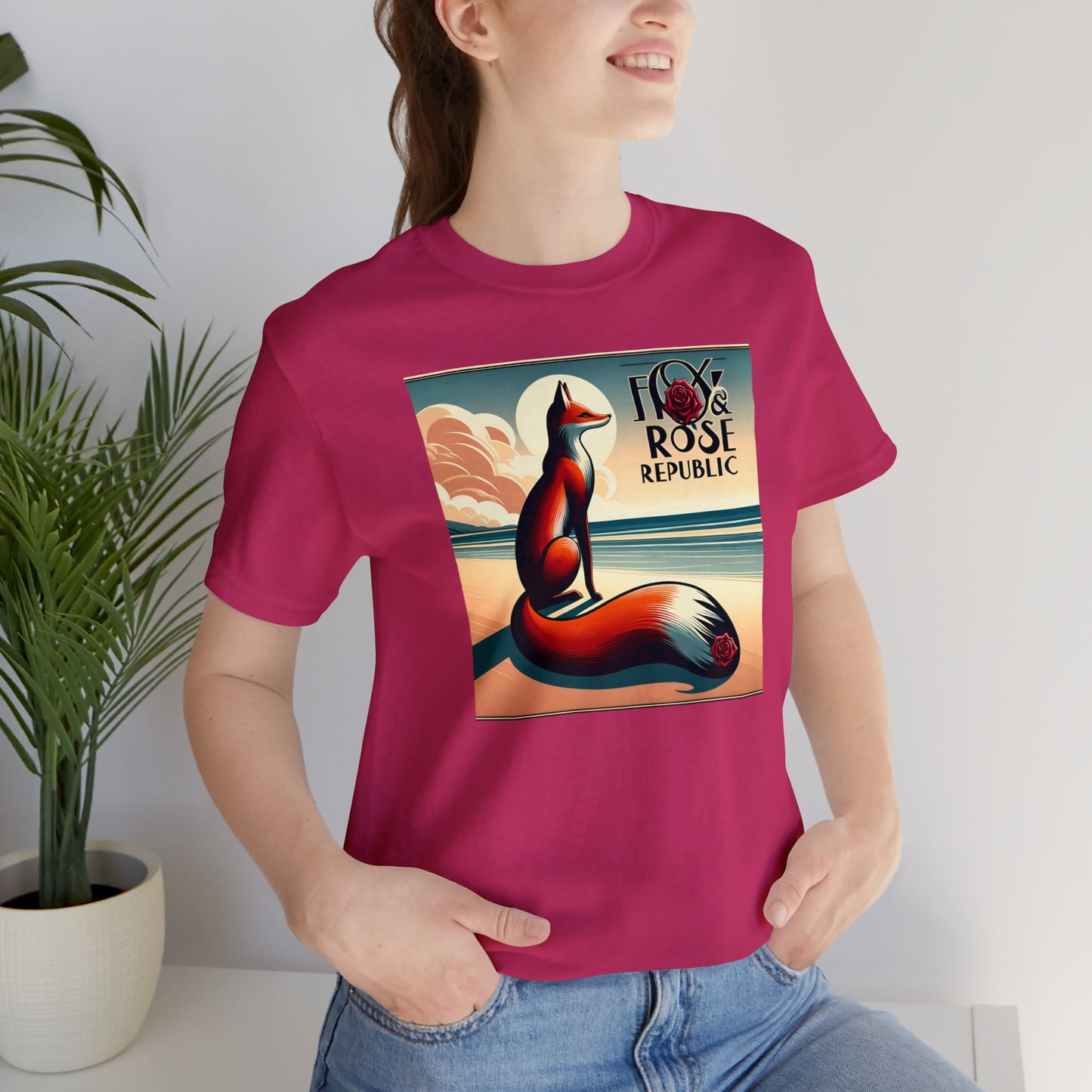 Fox & Rose Republic Beach Horizon Fox Unisex Jersey Short Sleeve Tee
