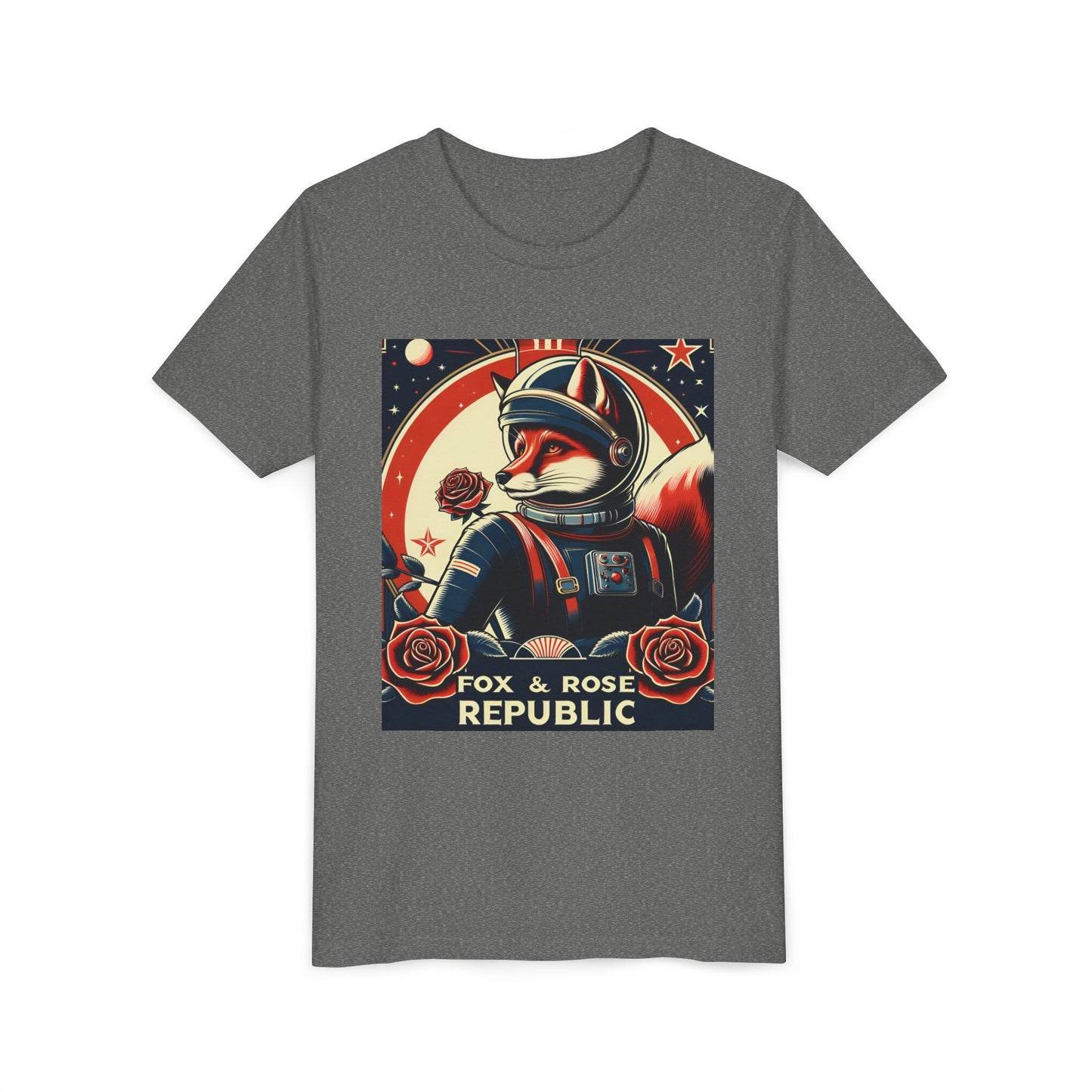 Astro-Retro Fox & Rose Graphic Youth Tee - Space Adventure Shirt