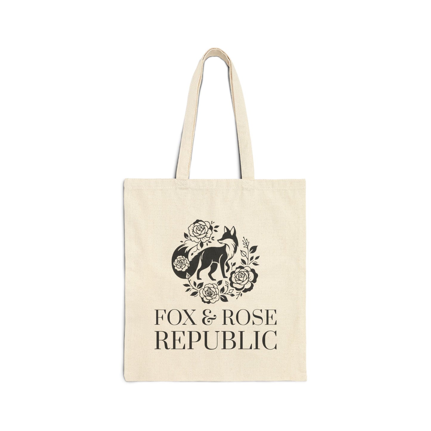 Fox & Rose Republic Cotton Canvas Tote Bag - Eco-Friendly Shopping Tote for Nature Lovers