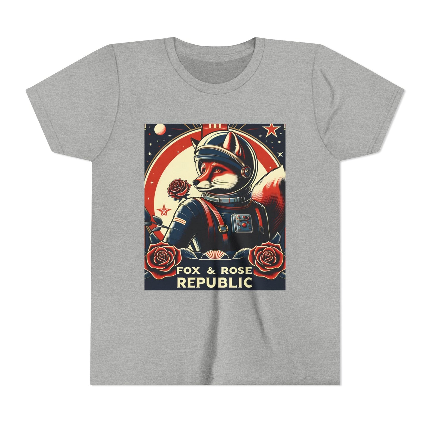 Astro-Retro Fox & Rose Graphic Youth Tee - Space Adventure Shirt