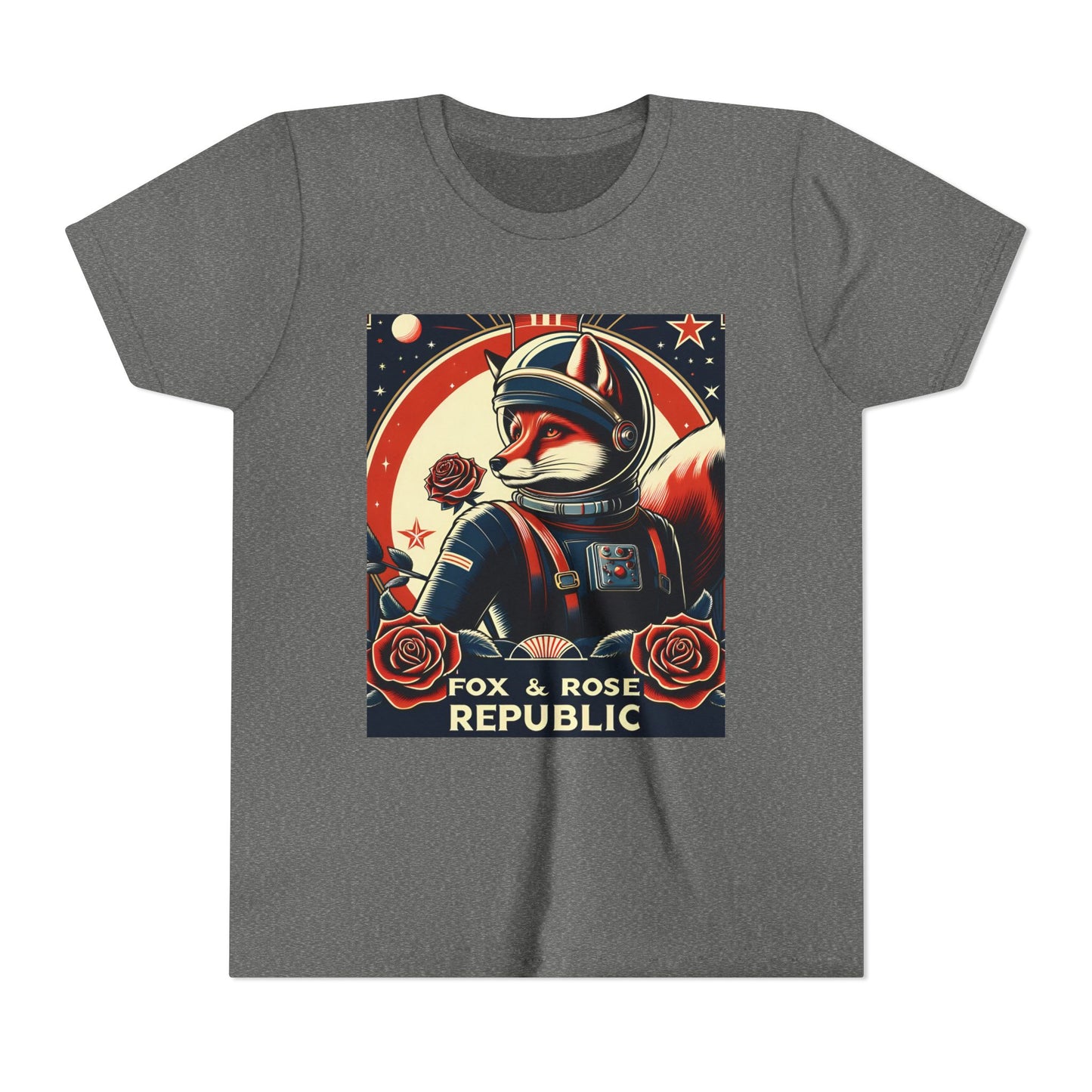 Astro-Retro Fox & Rose Graphic Youth Tee - Space Adventure Shirt