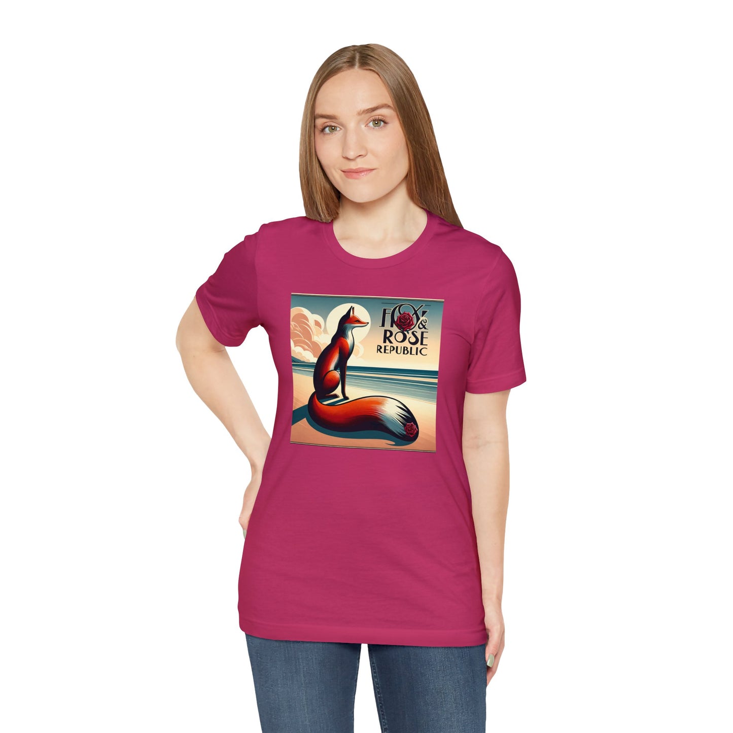 Fox & Rose Republic Beach Horizon Fox Unisex Jersey Short Sleeve Tee