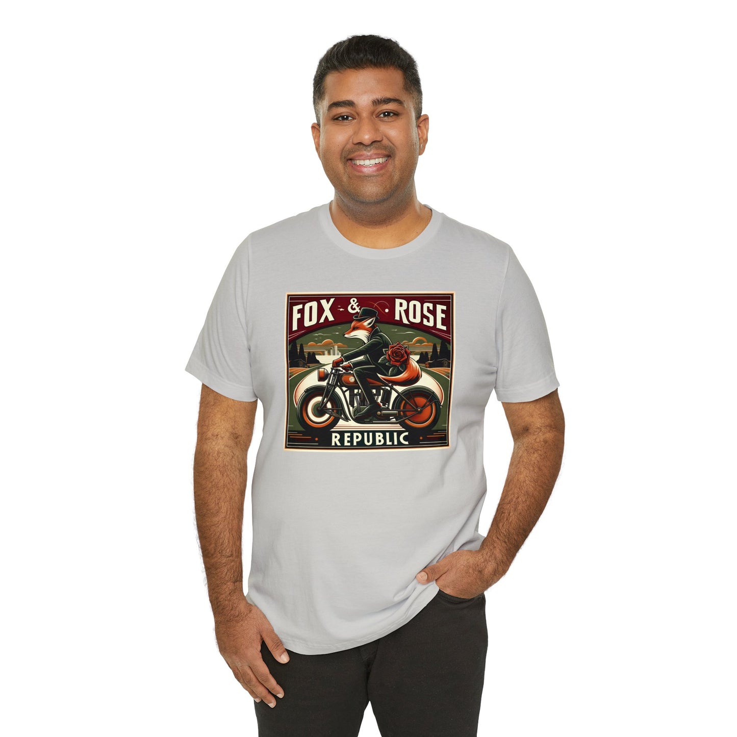 Fox & Rose Republic Motorcycle Fox Unisex Jersey Short Sleeve Tee