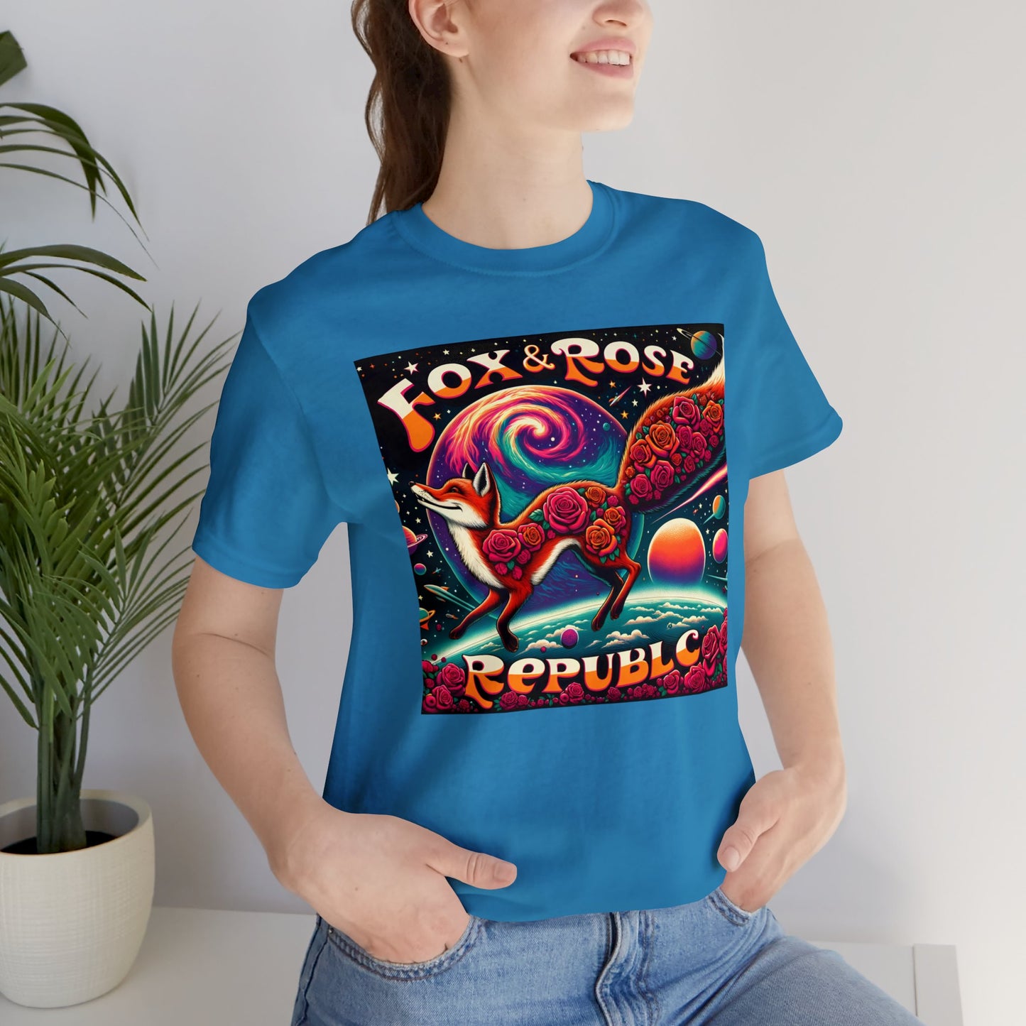 Fox & Rose Republic Psychedelic Fox in Space Unisex Jersey Short Sleeve Tee