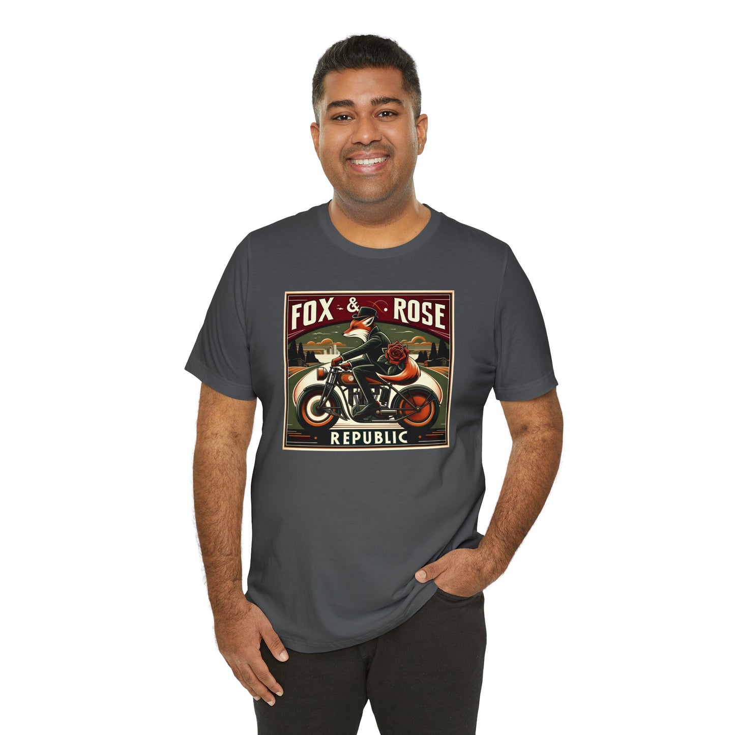 Fox & Rose Republic Motorcycle Fox Unisex Jersey Short Sleeve Tee