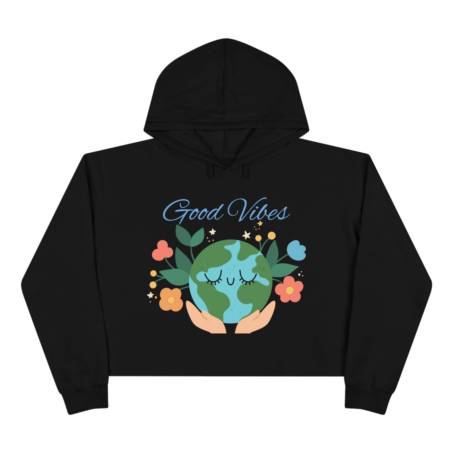 Good Vibes World Peace Crop Hoodie