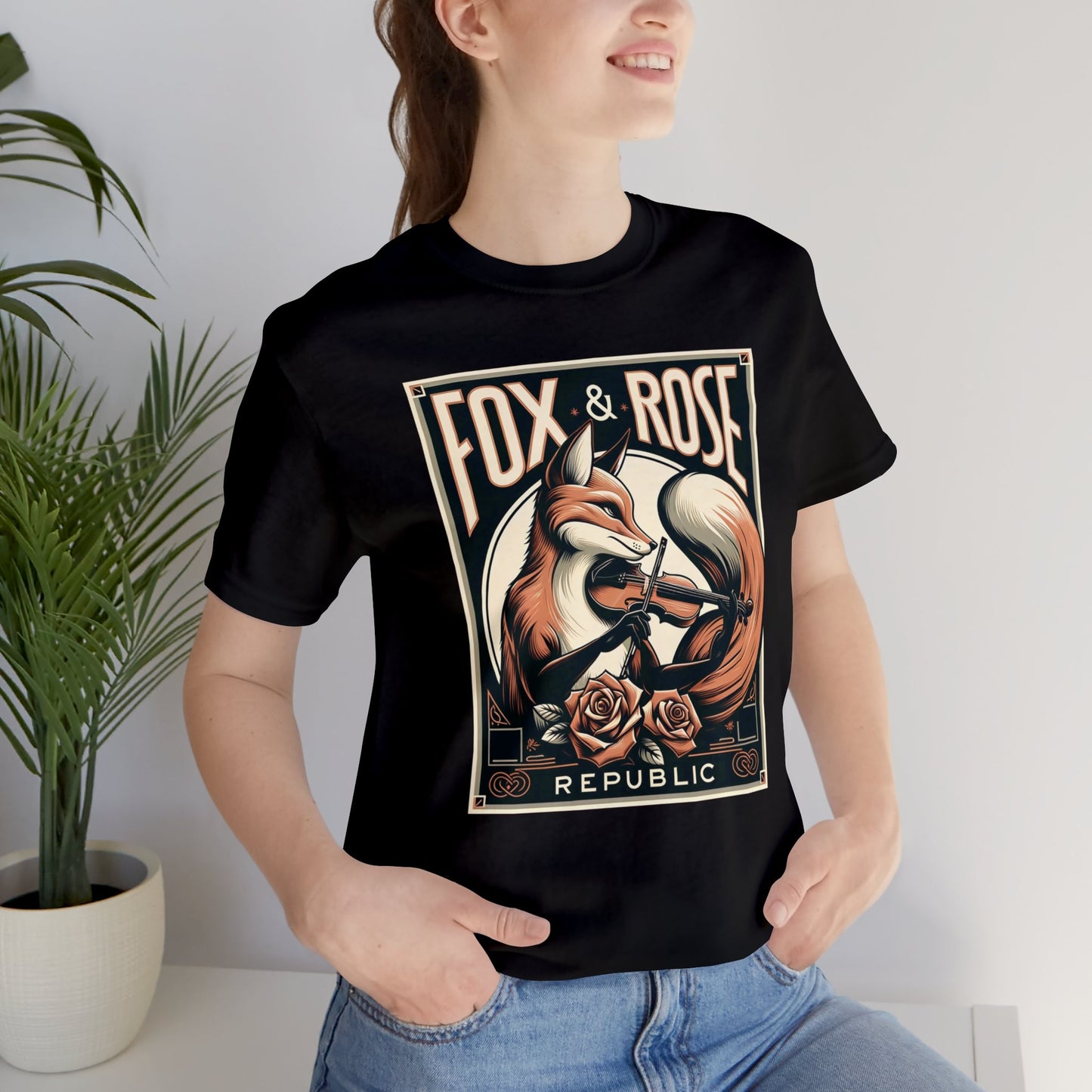 Fox & Rose Republic Violin Concerto Fox Unisex Jersey Short Sleeve Tee