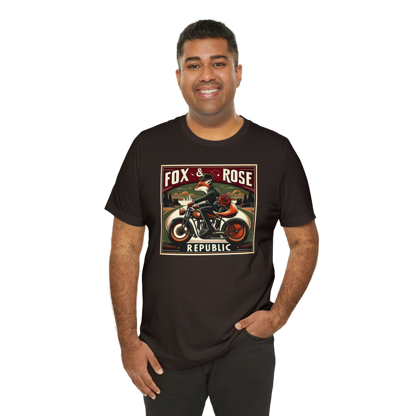 Fox & Rose Republic Motorcycle Fox Unisex Jersey Short Sleeve Tee