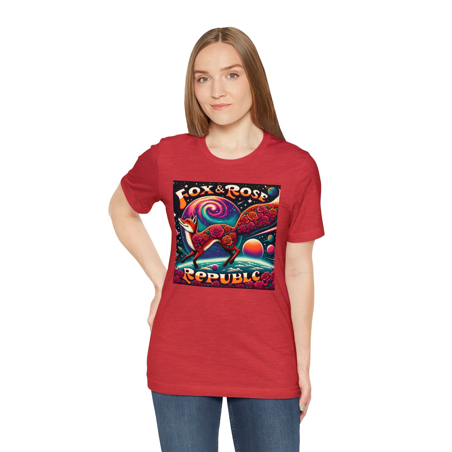 Fox & Rose Republic Psychedelic Fox in Space Unisex Jersey Short Sleeve Tee