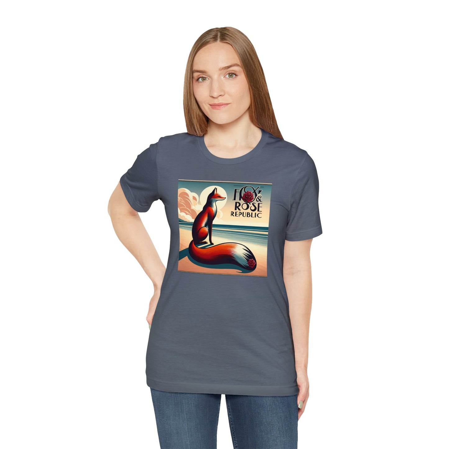 Fox & Rose Republic Beach Horizon Fox Unisex Jersey Short Sleeve Tee