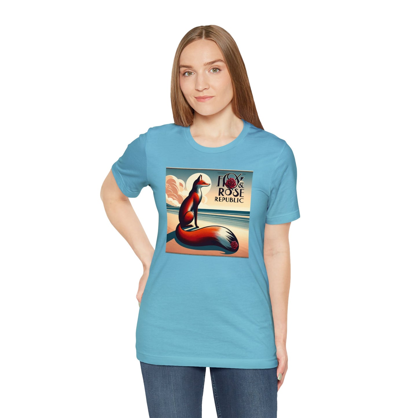 Fox & Rose Republic Beach Horizon Fox Unisex Jersey Short Sleeve Tee