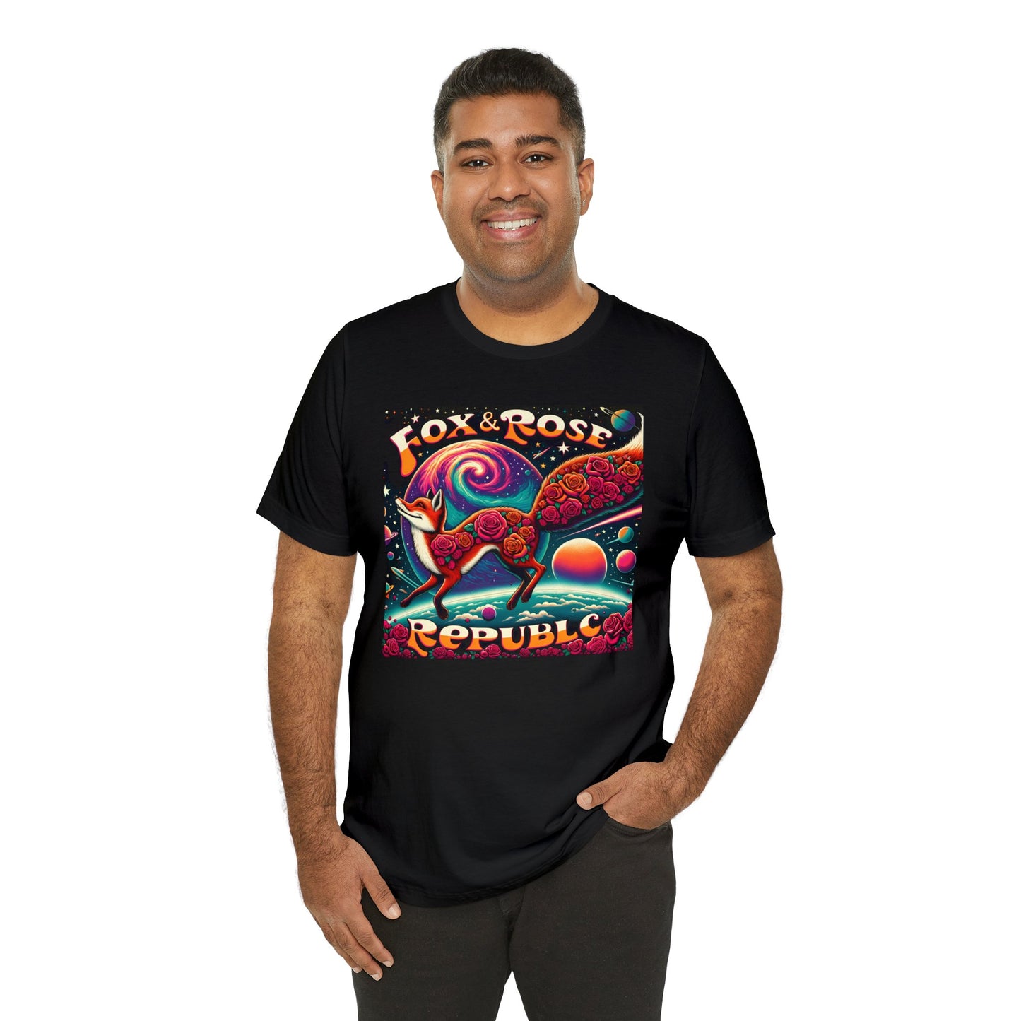 Fox & Rose Republic Psychedelic Fox in Space Unisex Jersey Short Sleeve Tee