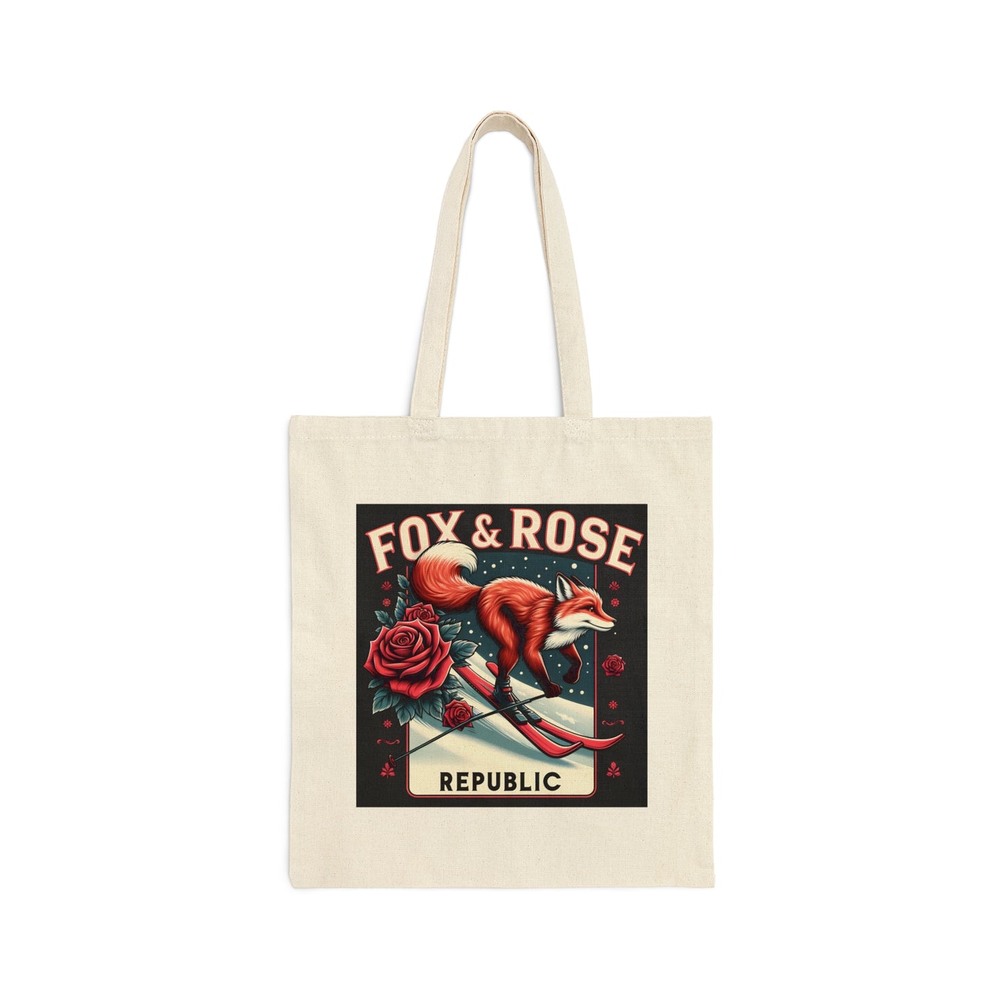 Fox & Rose Republic Skiing Fox Cotton Canvas Tote Bag