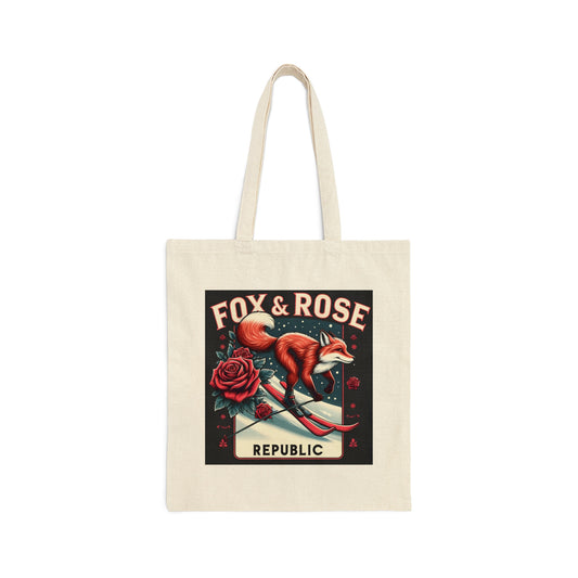 Fox & Rose Republic Skiing Fox Cotton Canvas Tote Bag