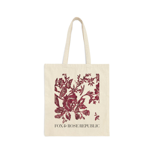 Fox & Rose Republic Victorian Rose Cotton Canvas Tote Bag