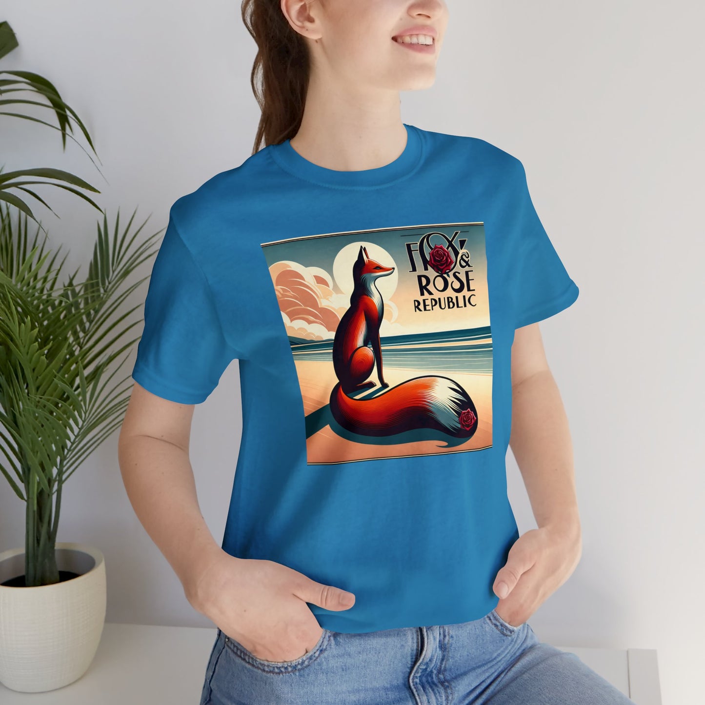 Fox & Rose Republic Beach Horizon Fox Unisex Jersey Short Sleeve Tee