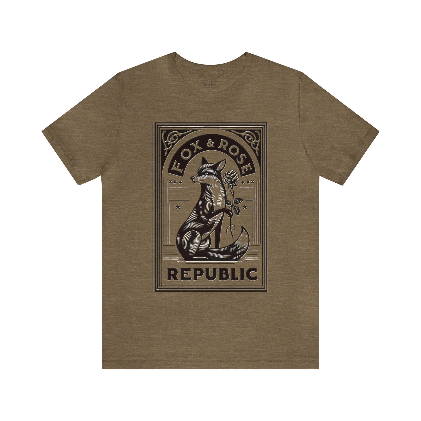 Fox & Rose Republic Fox Holding Rose Unisex Jersey Short Sleeve Tee