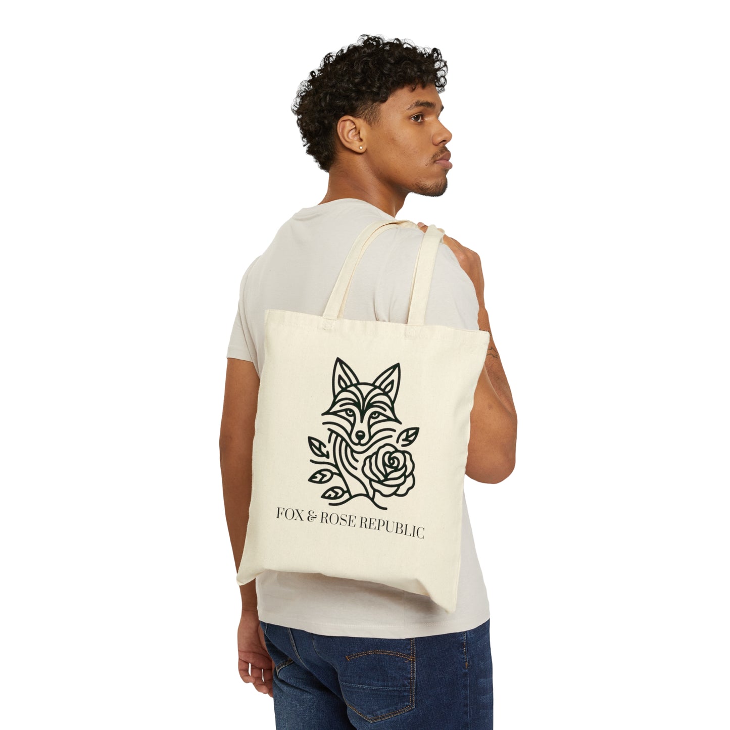 Fox & Rose Republic Ebony Fox Cotton Canvas Tote Bag