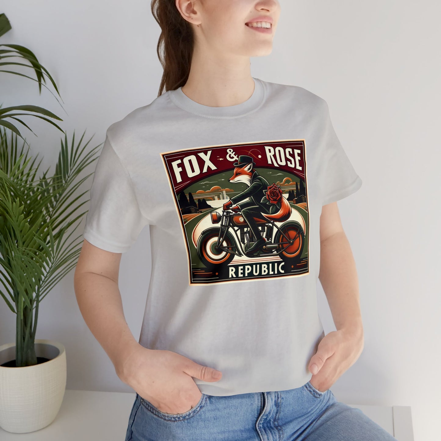 Fox & Rose Republic Motorcycle Fox Unisex Jersey Short Sleeve Tee