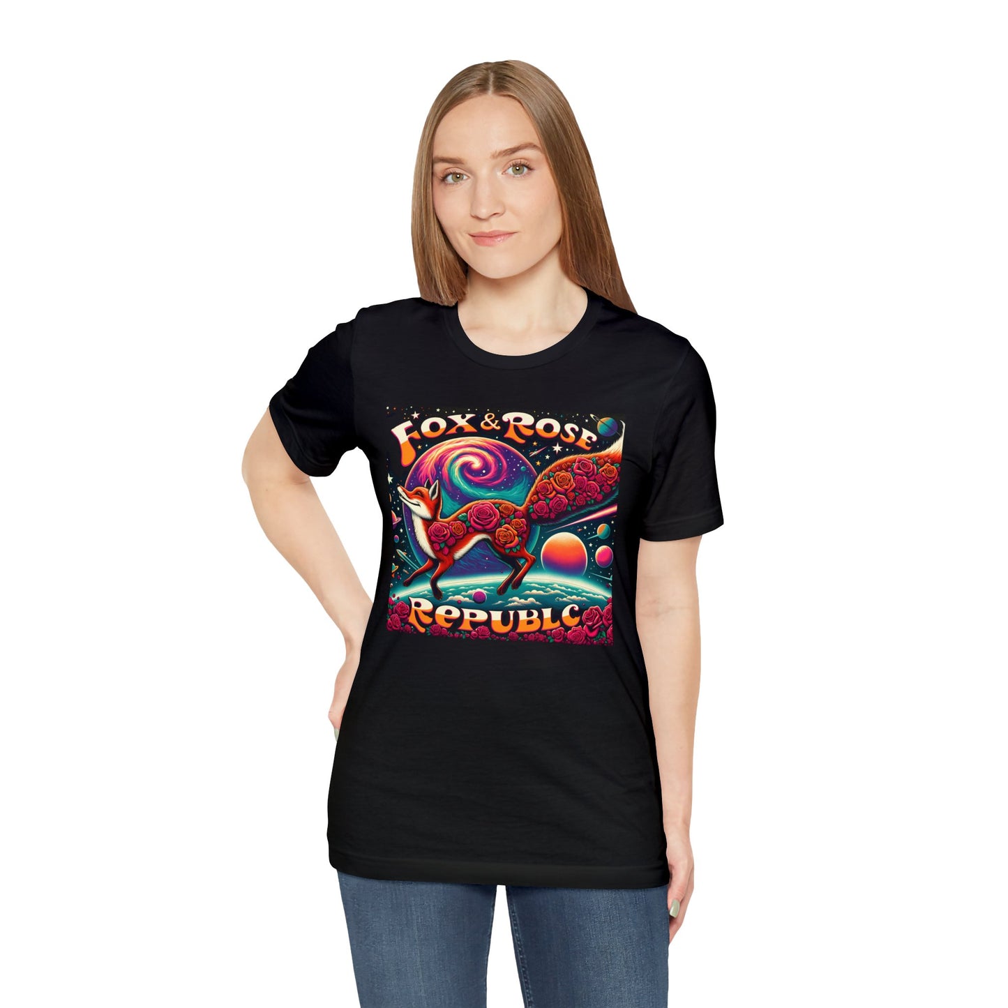 Fox & Rose Republic Psychedelic Fox in Space Unisex Jersey Short Sleeve Tee