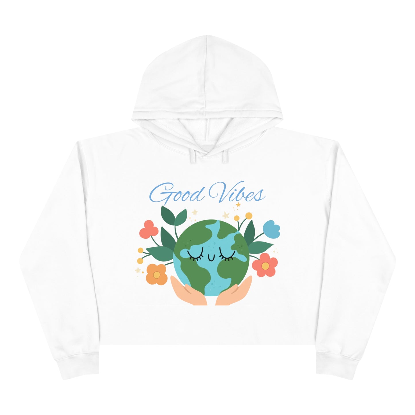 Good Vibes World Peace Crop Hoodie