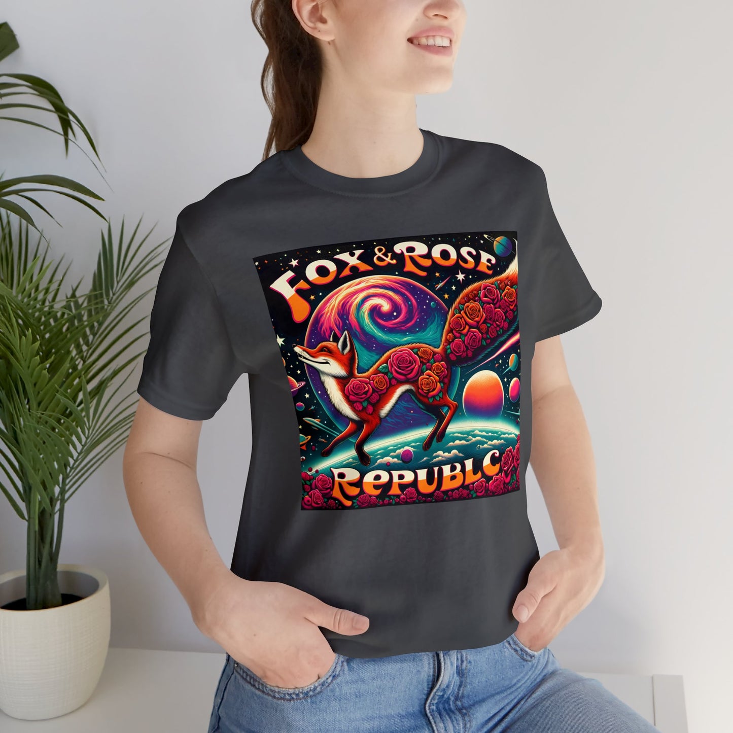 Fox & Rose Republic Psychedelic Fox in Space Unisex Jersey Short Sleeve Tee