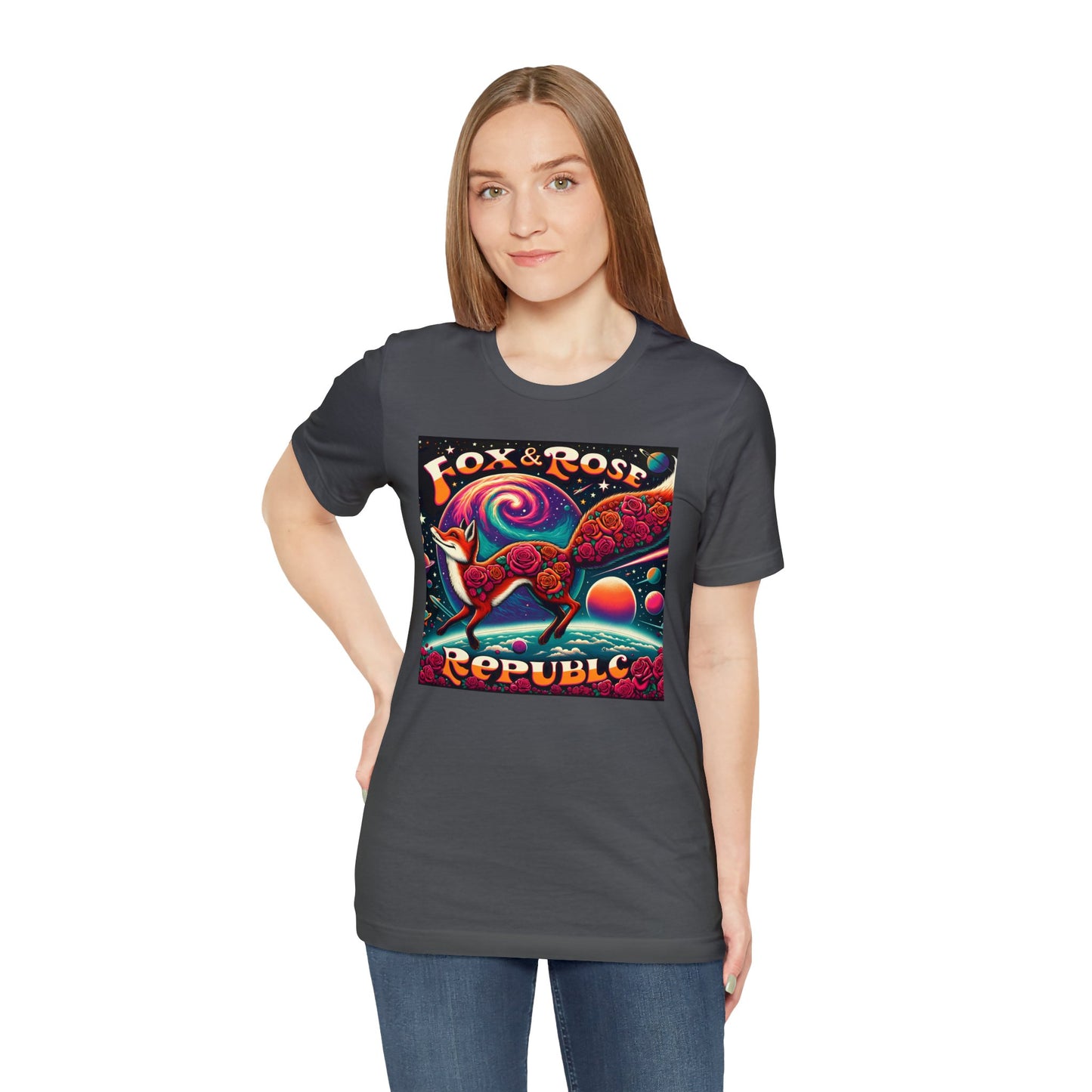 Fox & Rose Republic Psychedelic Fox in Space Unisex Jersey Short Sleeve Tee