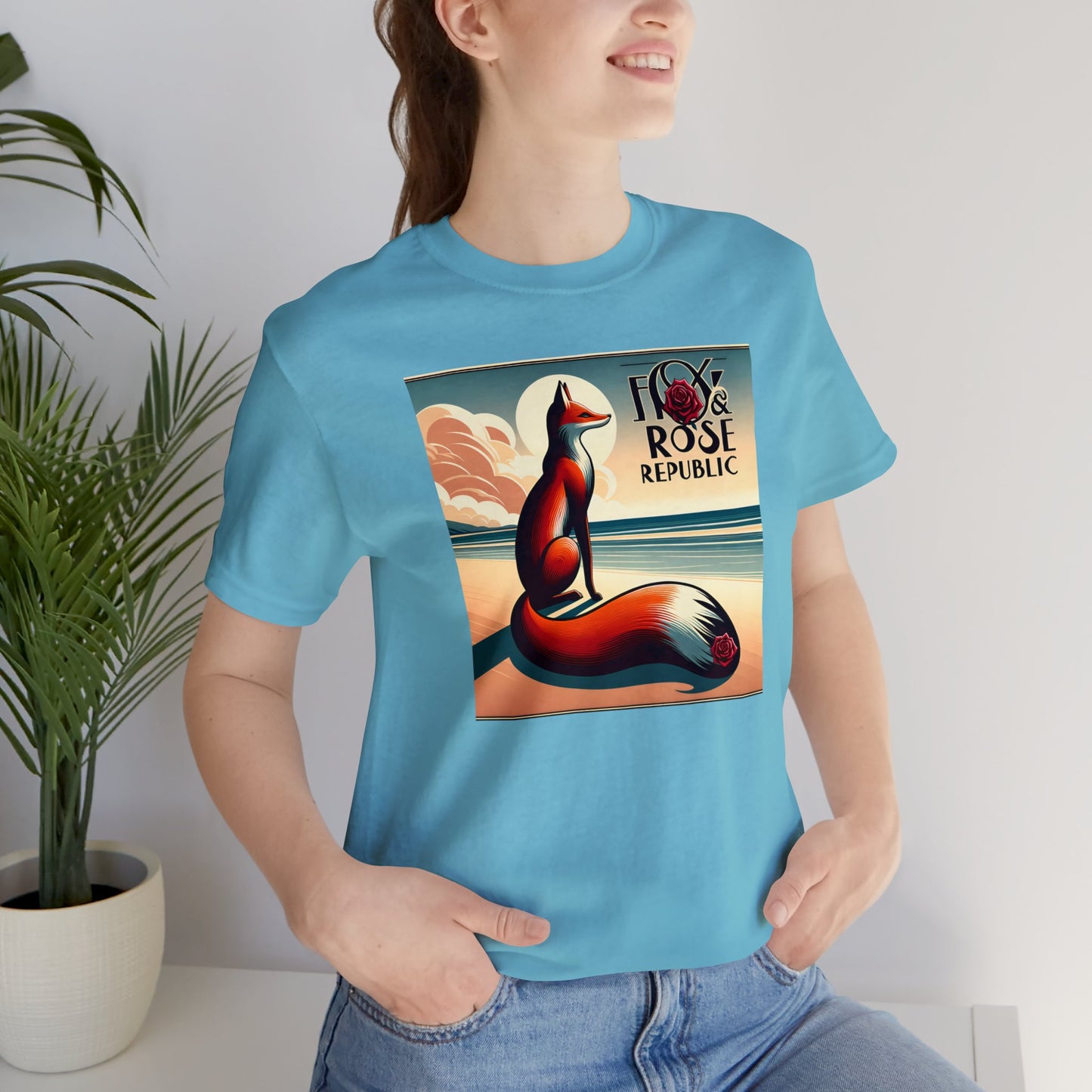 Fox & Rose Republic Beach Horizon Fox Unisex Jersey Short Sleeve Tee