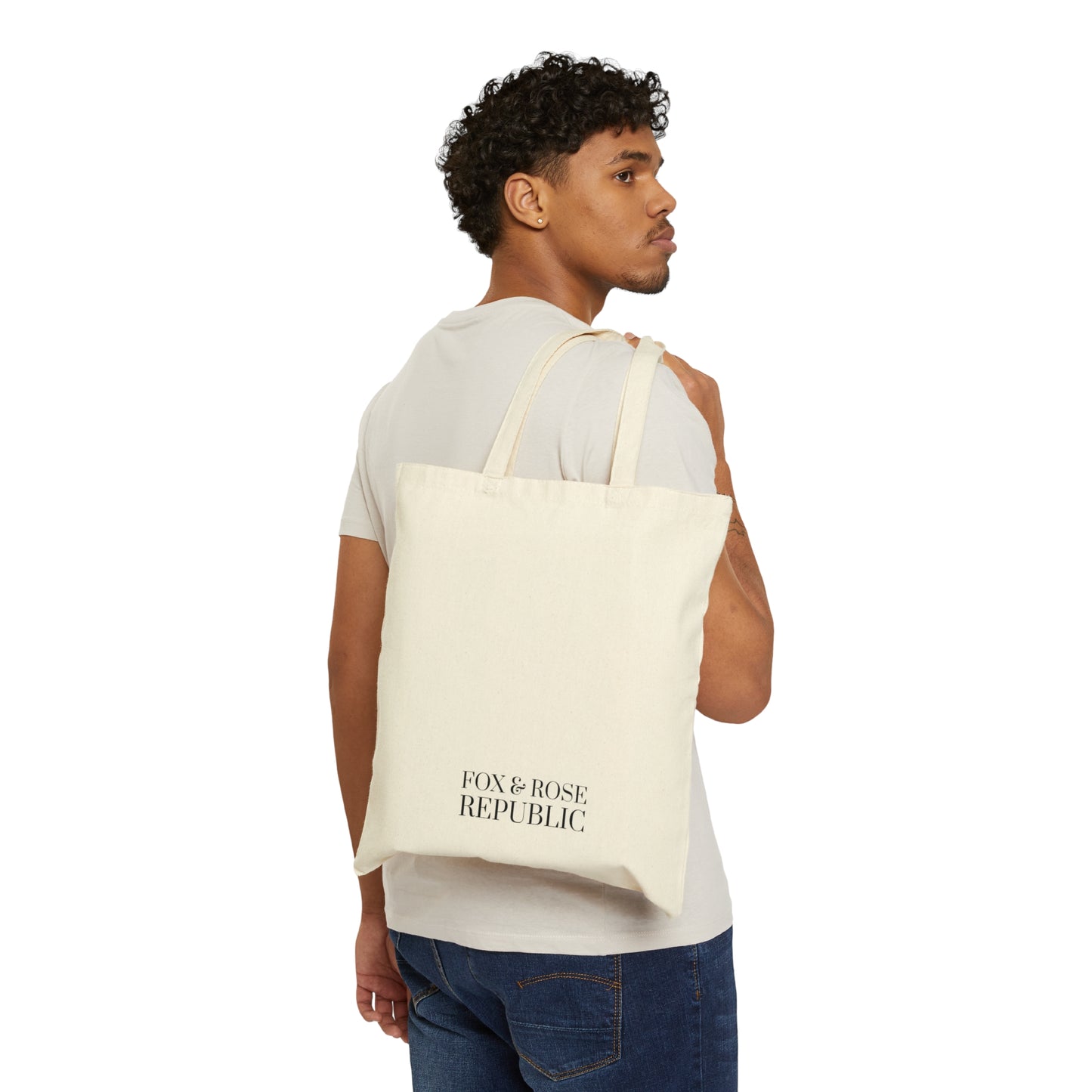 Fox & Rose Republic Fox Holding Rose Cotton Canvas Tote Bag