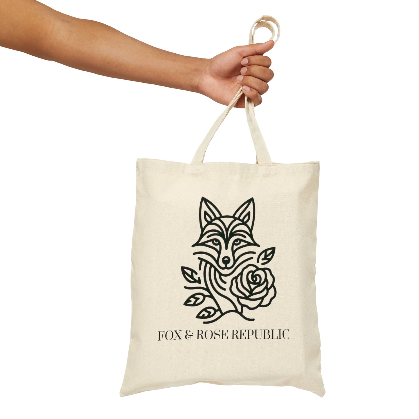 Fox & Rose Republic Ebony Fox Cotton Canvas Tote Bag