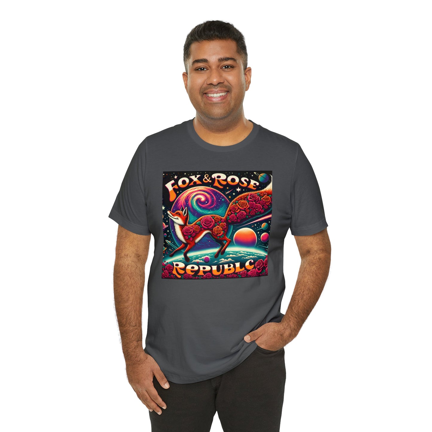 Fox & Rose Republic Psychedelic Fox in Space Unisex Jersey Short Sleeve Tee