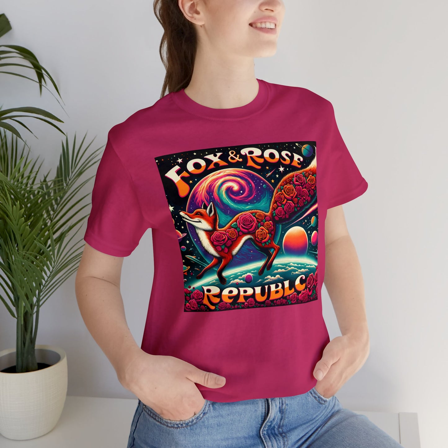 Fox & Rose Republic Psychedelic Fox in Space Unisex Jersey Short Sleeve Tee