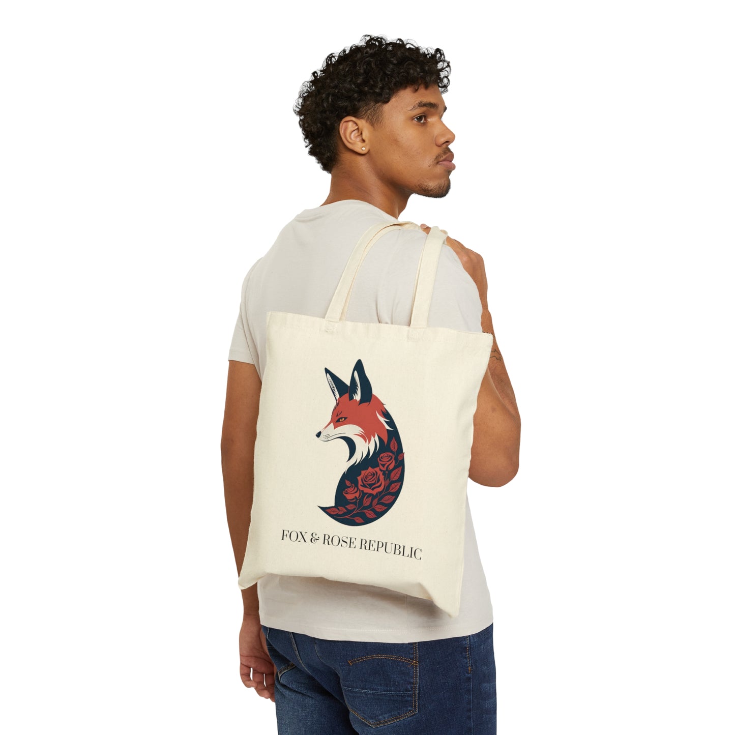 Fox and Rose Republic Logo Cotton Canvas Tote Bag