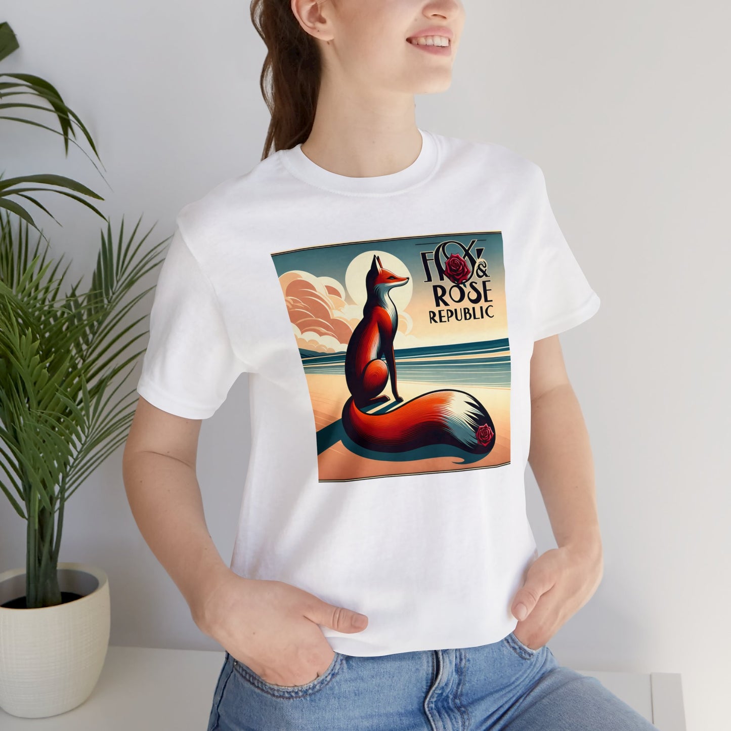 Fox & Rose Republic Beach Horizon Fox Unisex Jersey Short Sleeve Tee