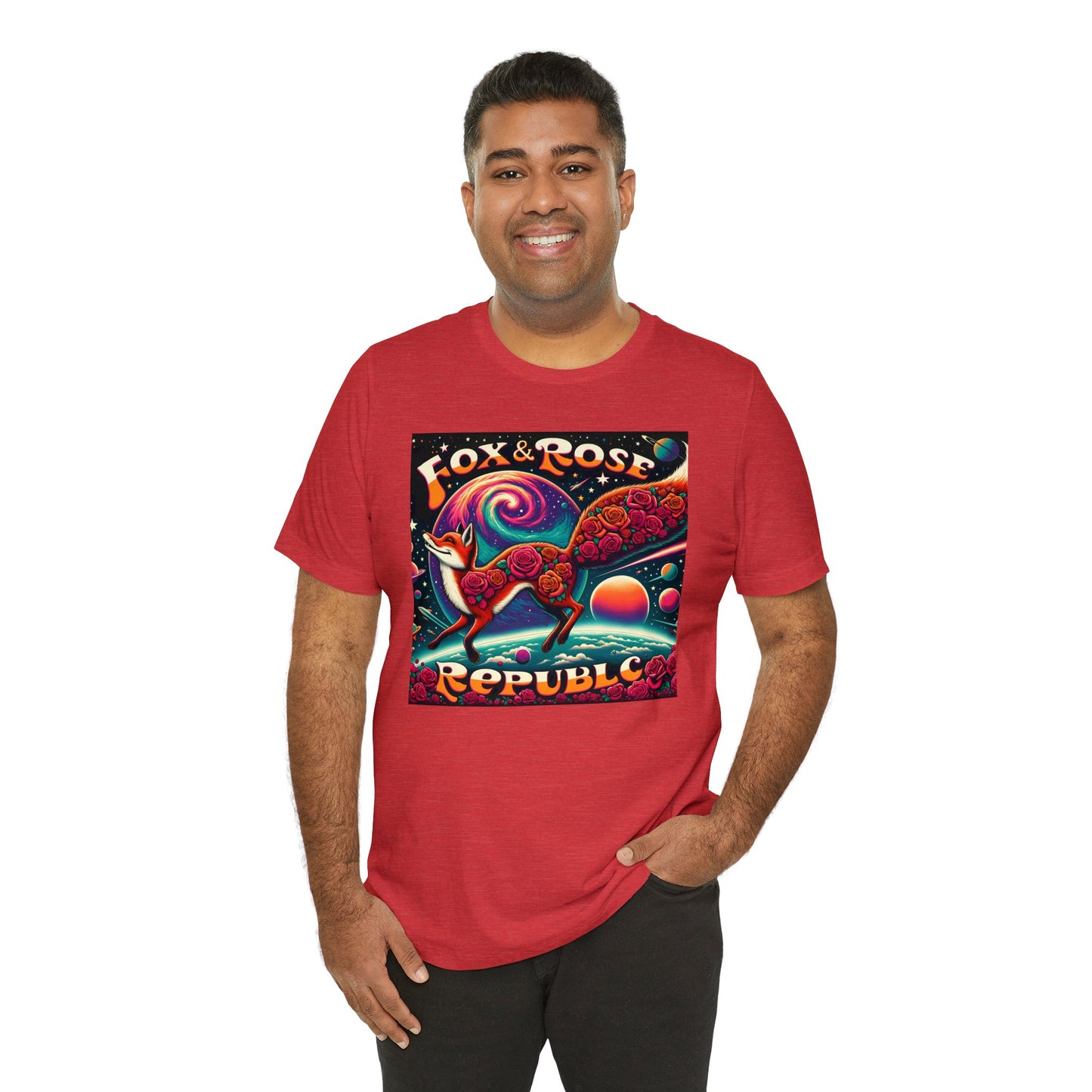 Fox & Rose Republic Psychedelic Fox in Space Unisex Jersey Short Sleeve Tee